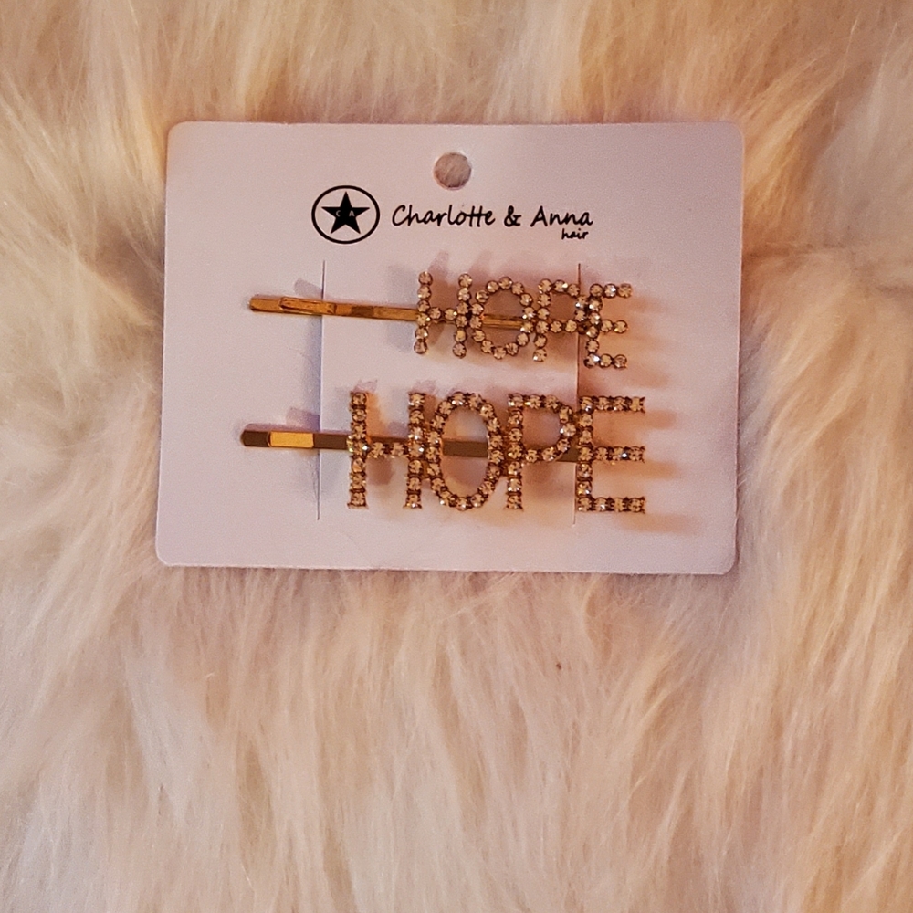Hair Pins "HOPE" with Rhinestones Pack of 2